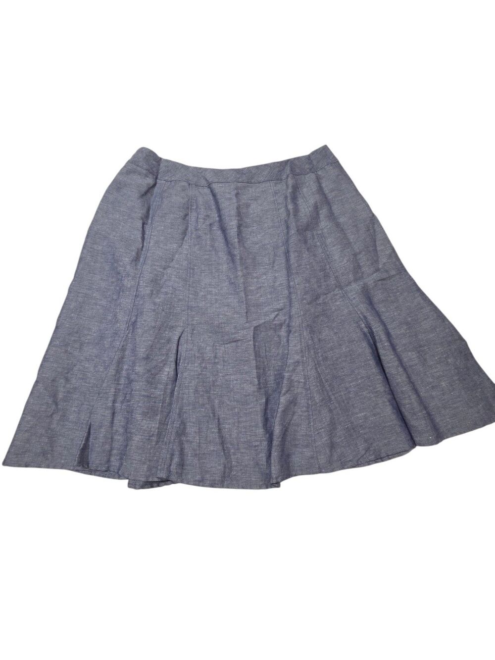 Coldwater Creek Linen Blend Side Zip Midi Skirt Plus Size 1X Blue Flare K161 - Picture 2 of 9